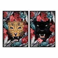 Schilderij DKD Home Decor 53 x 4,3 x 73 cm Tropisch Jungle (2 Stuks)