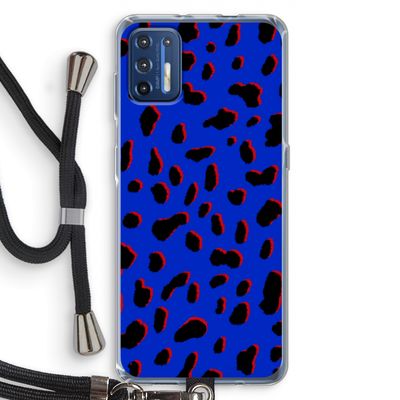 Blue Leopard: Motorola Moto G9 Plus Transparant Hoesje met koord