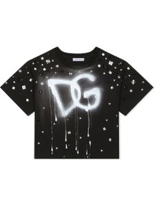 Dolce & Gabbana Kids t-shirt strassé à logo imprimé - Noir