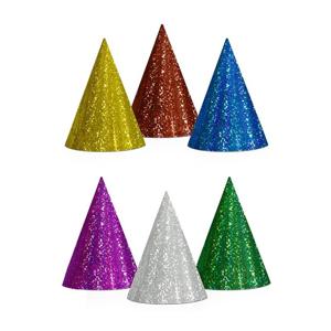 Gekleurde kartonnen feesthoedjes - glitters en multi kleuren - 40x stuks - verjaardag