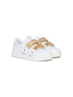 Moschino Kids baskets en cuir à plaque logo - Blanc