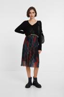 Geplisseerde midirok met bloemen - BLUE - XL