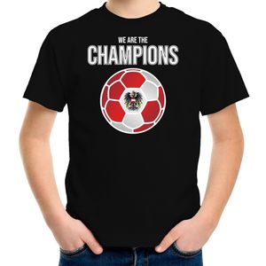 Oostenrijk EK/ WK supporter t-shirt we are the champions met Oostenrijkse voetbal zwart kinderen