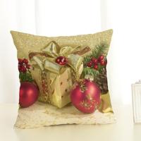 Kerst decoratie katoen en linnen kussen Office Home kussen zonder kussen grootte: 45x45cm (Golden Red gift)
