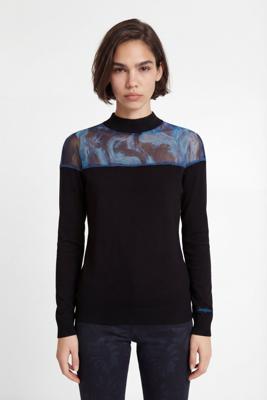 Viscose trui met perkins-hals - BLACK - M