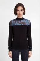 Viscose trui met perkins-hals - BLACK - M