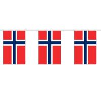 Noorwegen vlaggetjes vlaggenlijn - 300 cm - polyester stof - binnen en buiten - landen versiering