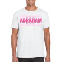 Verkleed T-shirt voor heren - abraham - wit - glitter roze - verjaardag/themafeest - 50 jaar