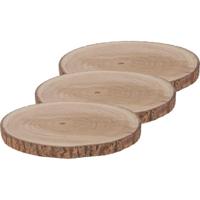 Grote woondecoratie ronde boomschijf - 3x - D40 cm - Paulowna hout