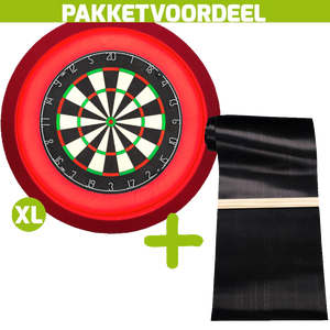 Lena Professional Dartbord +  Dartmat 90*300 incl oche + Dartbordverlichting Deluxe XL Rood