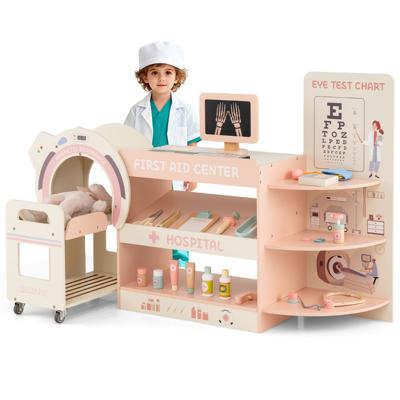 Kinderspeelset Dokter Houten Ziekenhuis Rollenspelkit Speelset Medisch Centrum voor Kinderen Vanaf 3 Jaar Roze