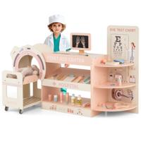 Kinderspeelset Dokter Houten Ziekenhuis Rollenspelkit Speelset Medisch Centrum voor Kinderen Vanaf 3 Jaar Roze
