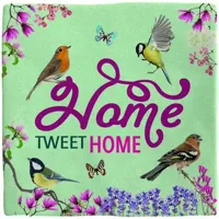 Plenty Gifts tegeltje keramiek home tweet home 10x10cm multi