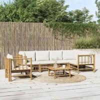 7-delige Loungeset met kussens bamboe crèmewit