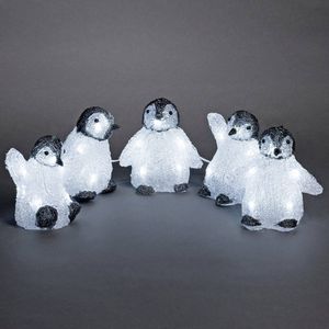 Konstsmide 6266-203 Acryl figuur Energielabel: F (A - G) Baby-pinguin Set van 5 stuks Koudwit LED Wit