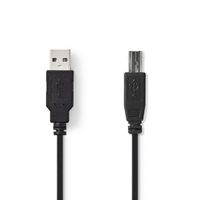 Nedis USB-Kabel | USB 2.0 | USB-A Male | USB-B Male | 480 Mbps | Vernikkeld | 5.00 m | Rond | PVC | Zwart | Blister - CCGB60100BK50