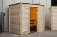 Interflex Binnensauna 205x168 cm 40 mm vuren blank incl. kachel - 1 stuk voor deze prijs!- Plat dak- Onbehandeld vurenhout- Interflex