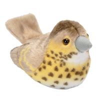 Pluche zanglijster knuffel vogel met geluid 13 cm speelgoed   - - thumbnail