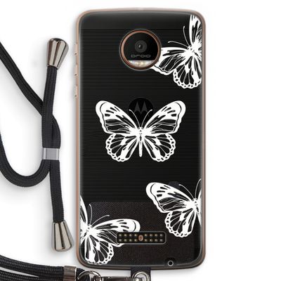 White butterfly: Motorola Moto Z Force Transparant Hoesje met koord