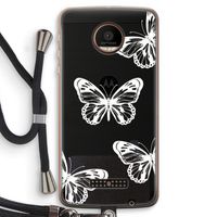 White butterfly: Motorola Moto Z Force Transparant Hoesje met koord