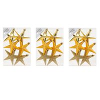 24x stuks kunststof kersthangers sterren goud 10 cm kerstornamenten - Kersthangers - thumbnail
