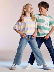 Ruime meisjesjeans MorphologiK met een smalle taille middenblauw