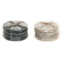 Onderzetters Home ESPRIT Groen Beige Marmer 10 x 10 x 5 cm (2 Stuks) (4 Stuks)