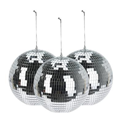 Mega discobal kerstbal - 3x - zilver - 25 cm - foam - spiegelbol - kerstversiering