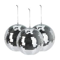 Mega discobal kerstbal - 3x - zilver - 25 cm - foam - spiegelbol - kerstversiering