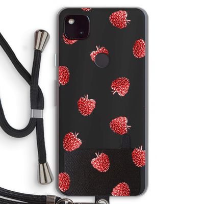 Framboosjes: Pixel 4a 5G Transparant Hoesje met koord