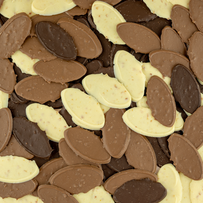 Chocolade krokantblaadjes gemengd 150 gram