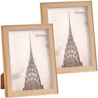 2x stuks kunststof fotolijst goud met hout geschikt voor een foto van 15 x 20 cm - Fotolijsten