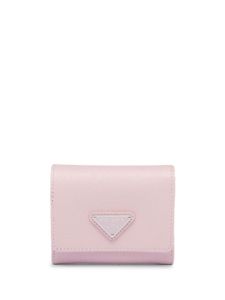 Prada portefeuille en cuir Saffiano à logo - Rose