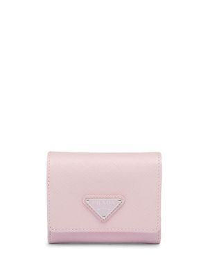 Prada portefeuille en cuir Saffiano à logo - Rose