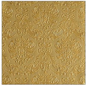 15x stuks Kerst thema servetten 40 x 40 cm luxe deco print goud - Feestservetten