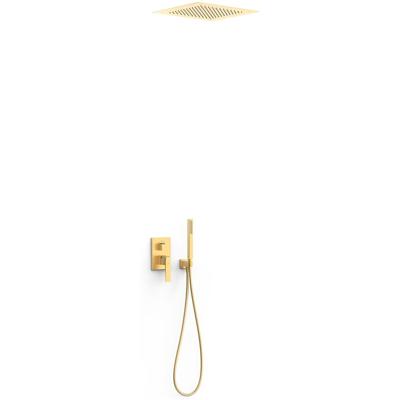 Regendouche set Tres Slim | Inbouw | Mengkraan | 2-weg | Vierkant | 24k Goud mat
