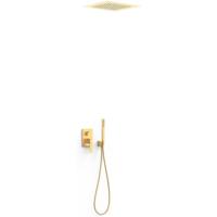Regendouche set Tres Slim | Inbouw | Mengkraan | 2-weg | Vierkant | 24k Goud mat