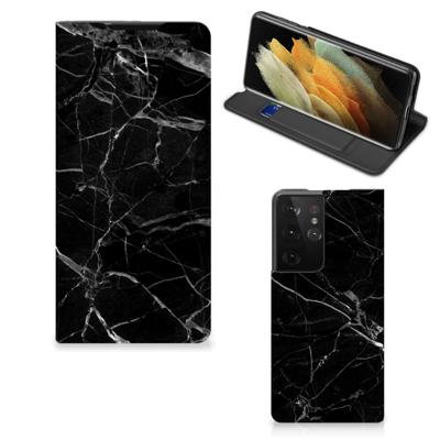 Samsung Galaxy S21 Ultra | Standcase | Marmer Zwart - Origineel Cadeau Vader