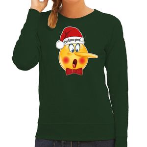 Foute kersttrui/sweater dames - Leugenaar - groen - braaf/stout