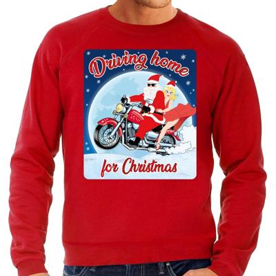 Foute kersttrui sweater - motorliefhebbers - driving home - rood - heren