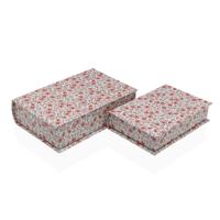 Decoratieve Doos Versa Canvas Hout MDF Boek Rozen