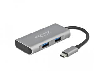 DeLOCK 63261 interface hub USB 3.2 Gen 2 (3.1 Gen 2) Type-C 10000 Mbit/s Zwart, Grijs