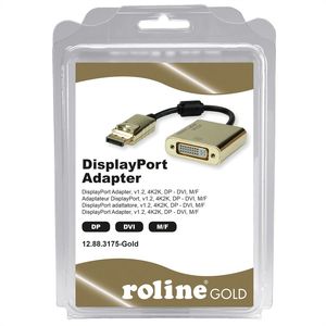 ROLINE GOLD 4K DP/DVI Adapter, Actief, v1.2, DP Male - DVI Female, Retail Blister