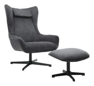 Artistiq Draaifauteuil Mendy Met hocker, Rib - Grijs