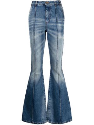 Balmain jean évasé à taille haute - Bleu