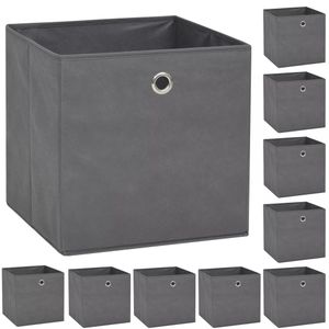 VidaXL Opbergboxen 10 st 32x32x32 cm nonwoven stof grijs