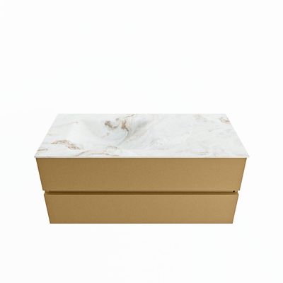 MONDIAZ VICA-DLUX 110cm badmeubel onderkast Oro 2 lades. Inbouw wastafel CLOUD links 1 kraangat, kleur Frappe.