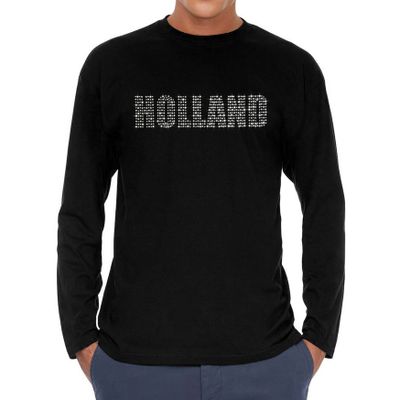 Glitter Holland longsleeve shirt zwart rhinestone steentjes voor heren EK/WK