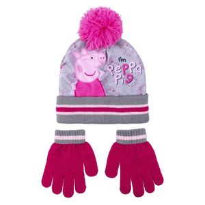 Peppa Pig 2-delig winterset - muts/handschoenen - roze - voor kinderen