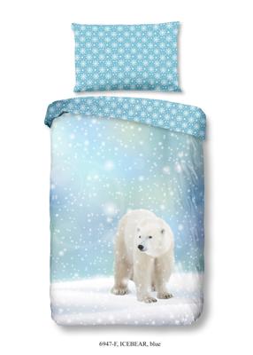 Good Morning Dekbedovertrek "ijsbeer in de sneeuw" - Blauw - (140x200 cm) - Katoen Flanel